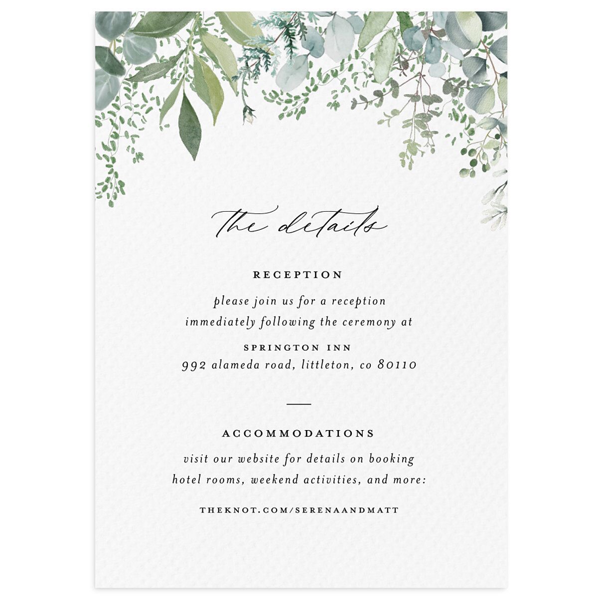 Shining Greenery Wedding Enclosure Cards