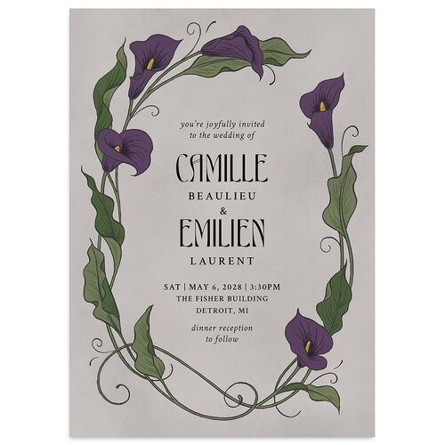 Calla Lily Nouveau Wedding Invitations Regency Signature Blank No Standard