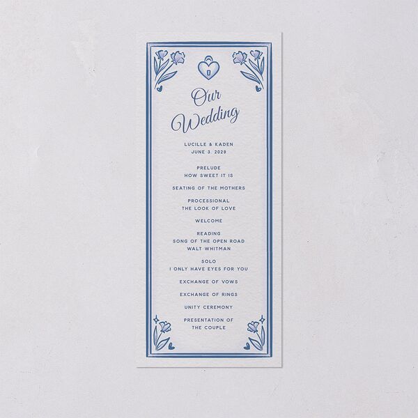 Vintage Heart Locket Wedding Programs Ocean Signature