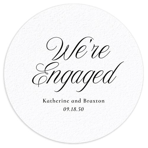 Refined Monogram Engagement Party Coasters Midnight Cardboard Circle