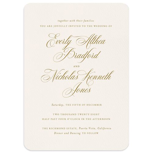 Exquisite Calligraphy Wedding Invitations Champagne Signature Blank No Rounded