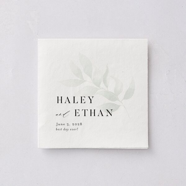 Romantic Greenery Cocktail Napkins White Tide Pool Napkin Uncoined
