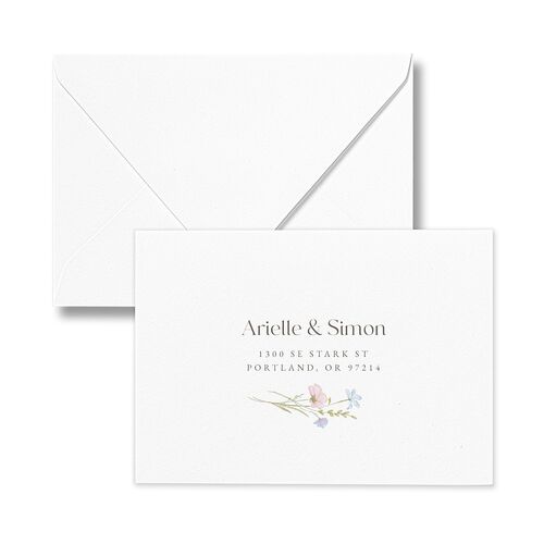 Wildflower Photo Response Card Euro Envelopes White Lilac Return Address Luxe