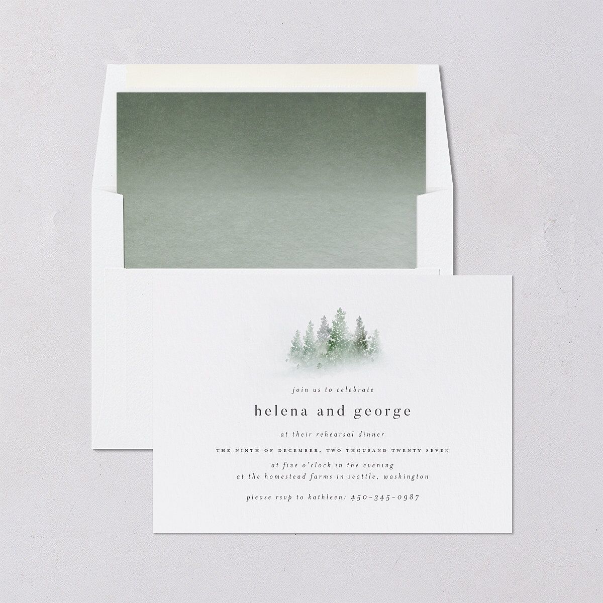 Mountain Mist Rehearsal Dinner Invitations — view 4