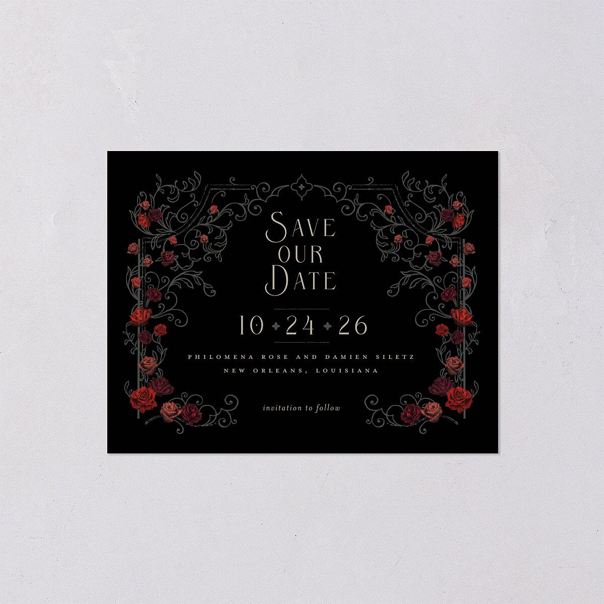 Gothic Gate Save the Date Petite Cards Licorice Signature smooth Blank No Standard