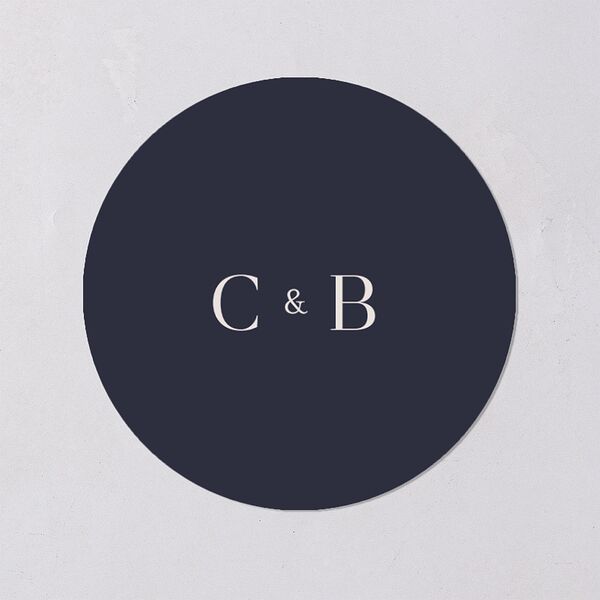 Enchanted Evening Wedding Stickers Dark Navy Circle