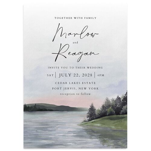 Rustic Reflection Wedding Invitations Plum Signature Blank No Standard