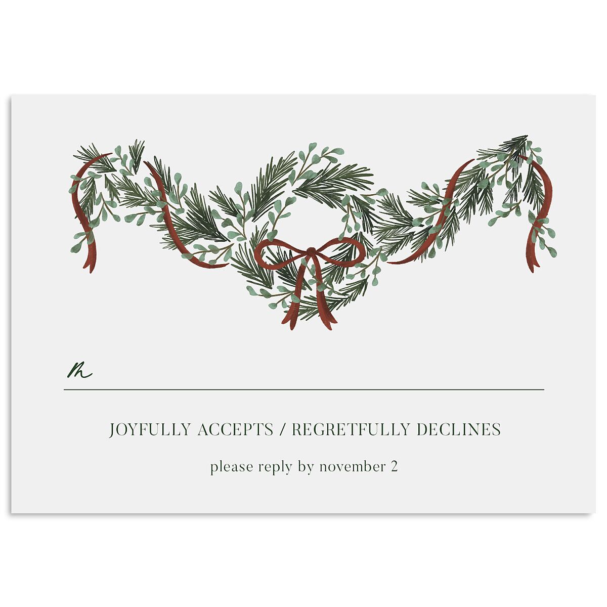Festive Garland Wedding Response Cards