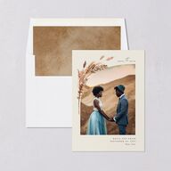 Soft Pampas Botanical Save the Date Cards Sepia Signature smooth Blank No Standard