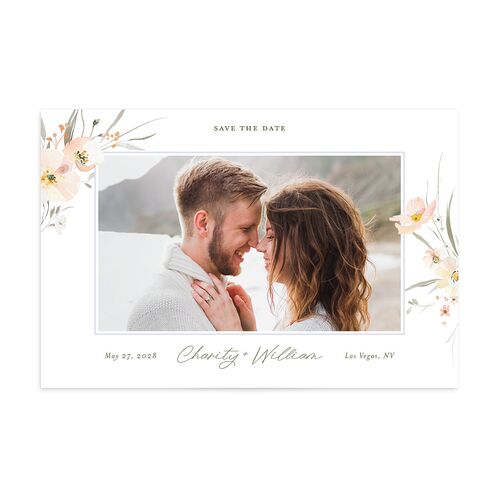 Floral Photo Save the Date Postcards Ocean