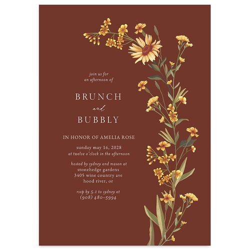 Wild Daisies Bridal Shower Invitations Chestnut Signature Blank Standard