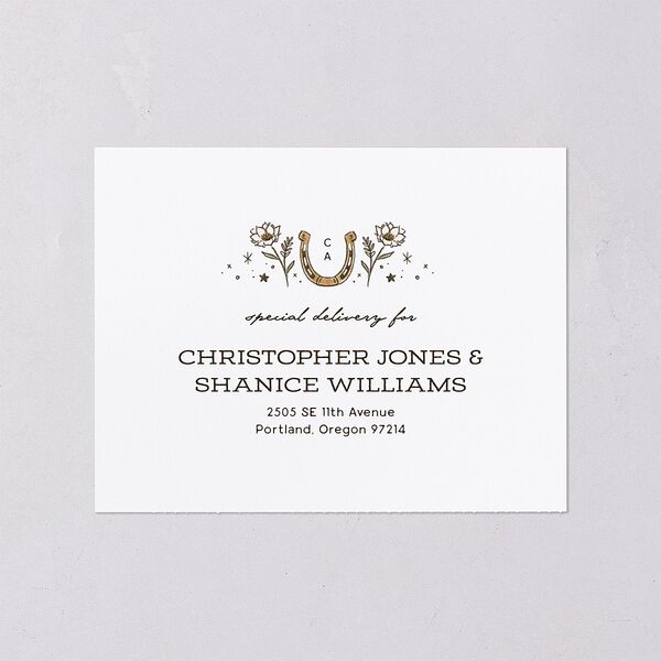 Southwestern Nouveau All-in-One Wedding Invitations Red Clay Signature Light Both Recipient and Return Addresses No
