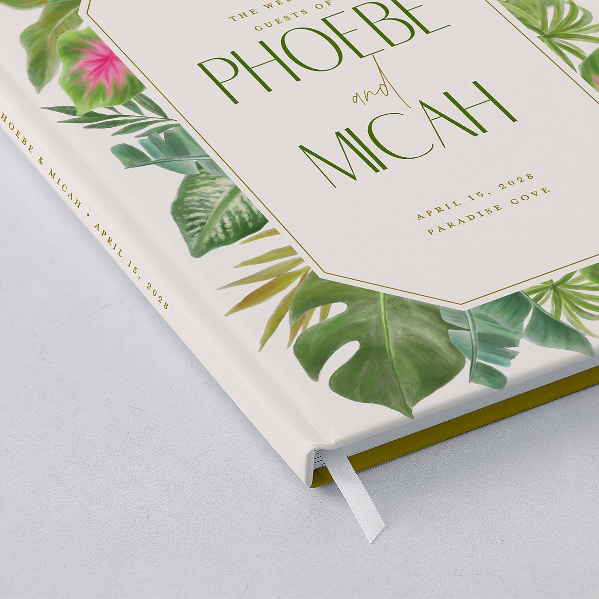 Hawaiian Tropical Monstera Frame Guest Books Scottish Green