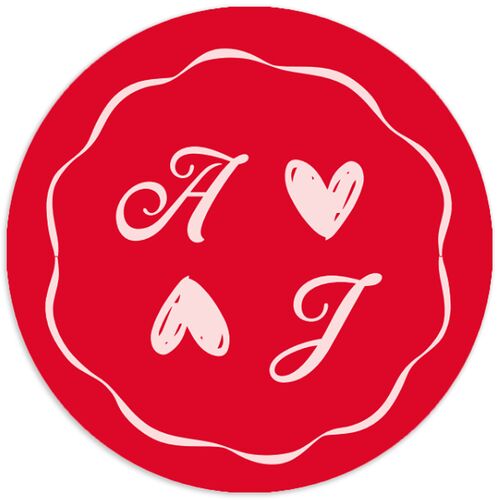 Hand Drawn Las Vegas Hearts Wedding Stickers Crimson Circle