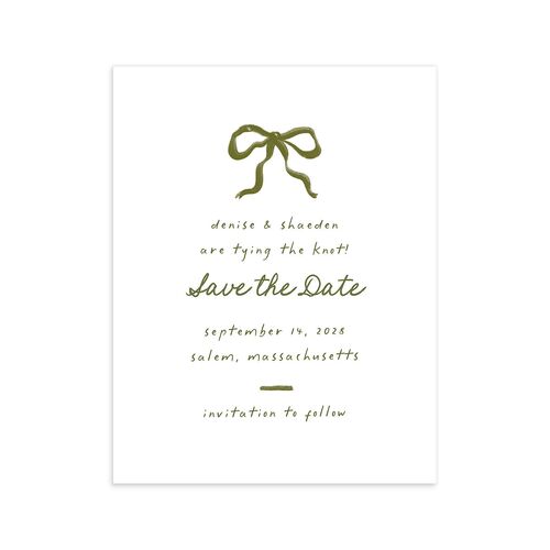 Dainty Bow Save the Date Petite Cards Peridot Signature smooth Blank No Standard