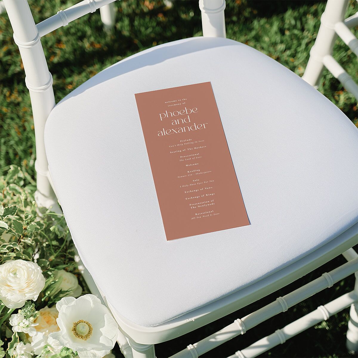 Striking Scene Wedding Programs Dusty Rose Signature
