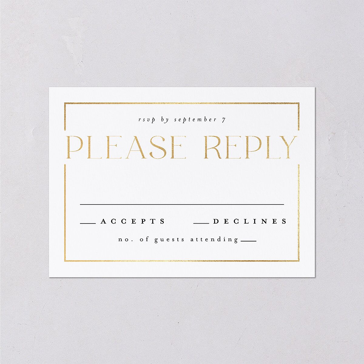 Elegant Frame Wedding Response Cards Gold Pure White Signature Standard