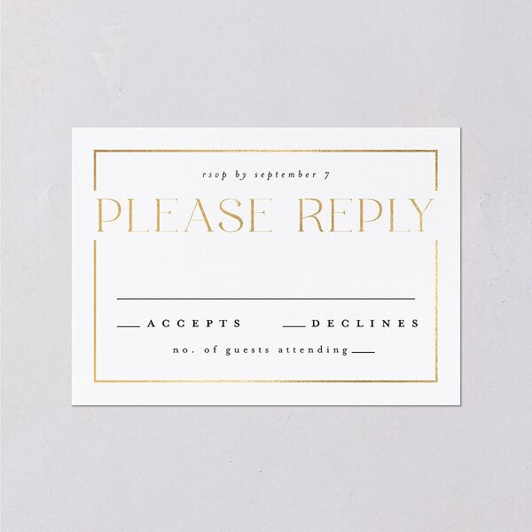 Elegant Frame Wedding Response Cards Gold Pure White Signature Standard