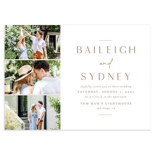 Side Panel Wedding Invitations Copper Signature Blank No Standard