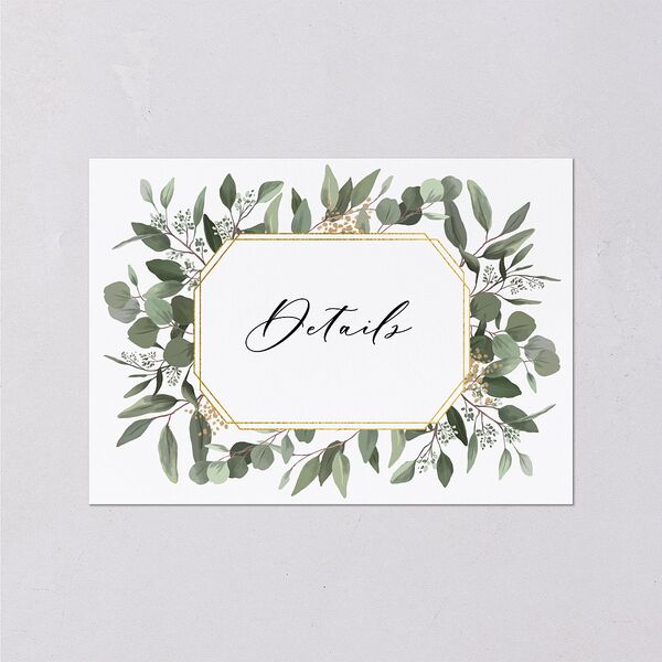 Eucalyptus Frame Wedding Enclosure Cards No Foil Pure White Signature Standard