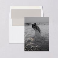 Gilded Corner Save The Date Cards Gold Pure White Signature smooth Blank No Standard