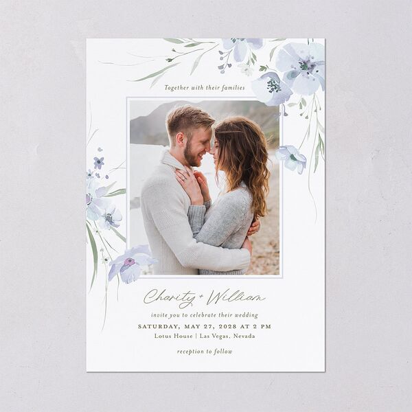 Floral Photo Wedding Invitations Ocean Signature Blank No Standard