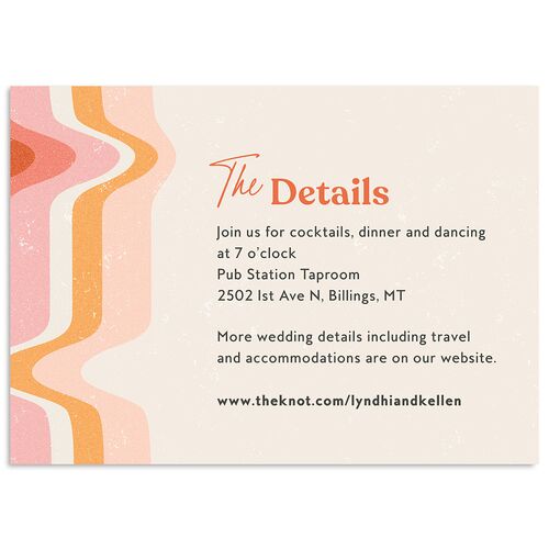 Groovy Lines Wedding Enclosure Cards Coral Pink Signature