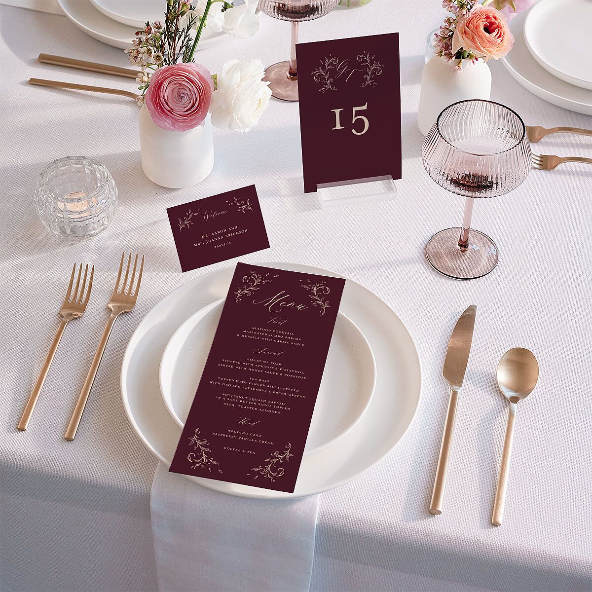 Dark Vintage Fantasy Table Numbers Merlot Signature