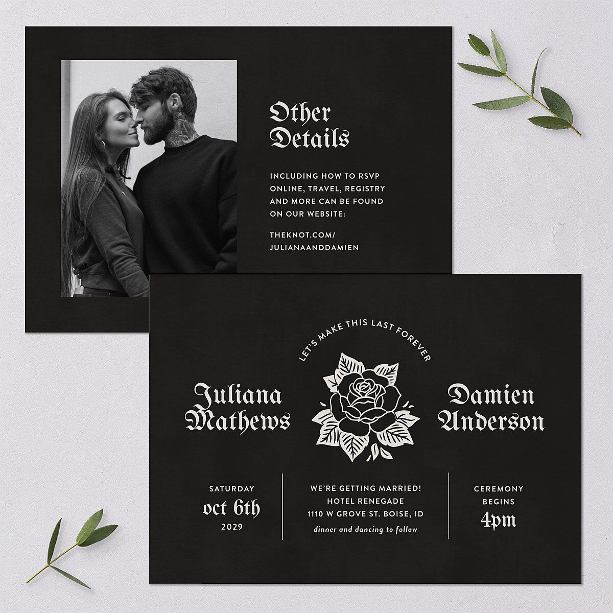 Moody Gothic Rose Wedding Invitations Midnight Signature Blank No Standard