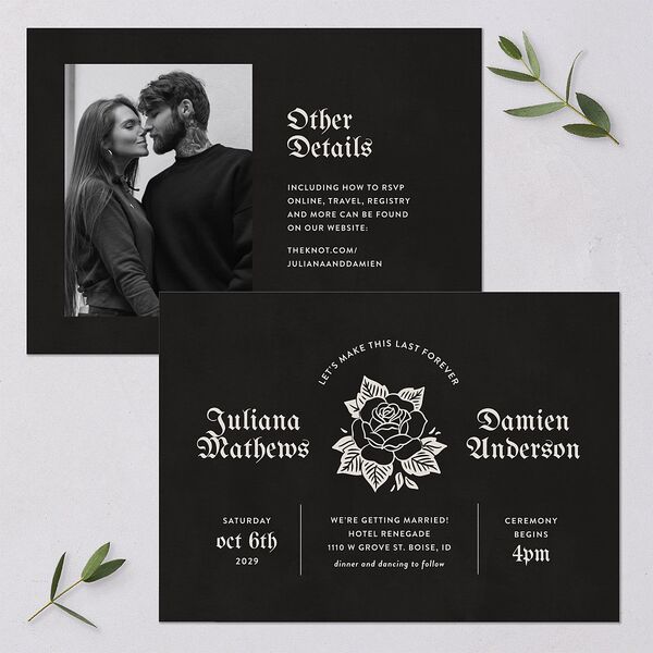 Moody Gothic Rose Wedding Invitations Midnight Signature Blank No Standard