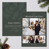 Our Merriest Year Holiday Cards Hunter Green Signature Blank Standard Portrait