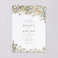 Eucalyptus Edges Wedding Invitations Gold Pure White Signature Blank No