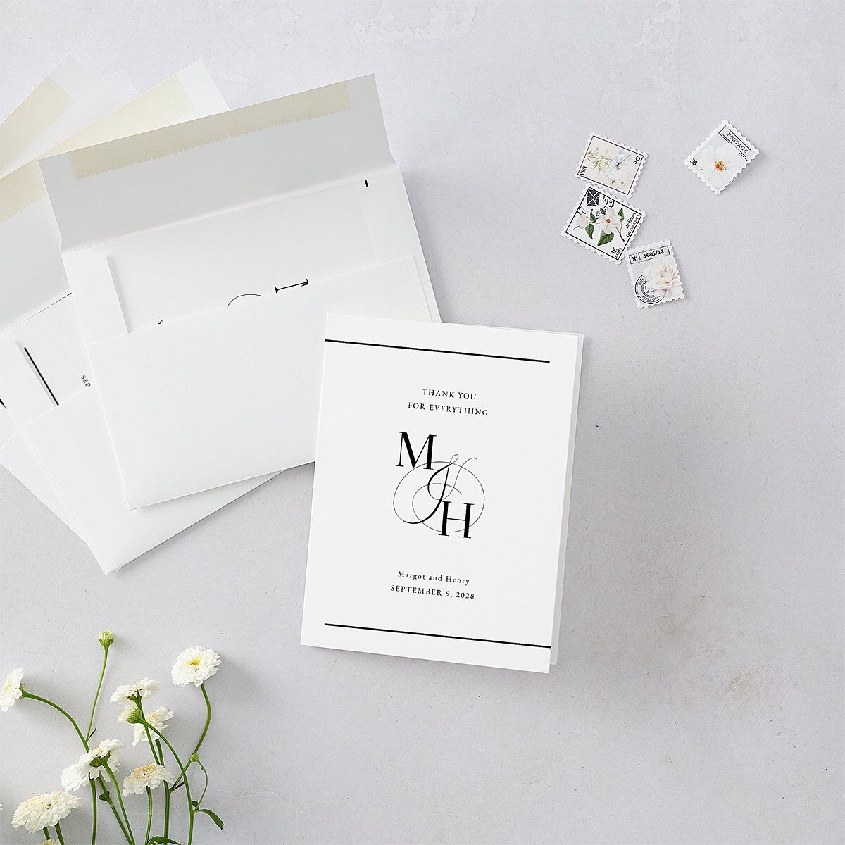 Classic Monogram Thank You Cards — view 2