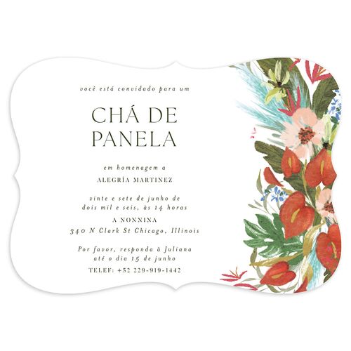 Flores Tropicais Bridal Shower Invitations Red Clay Signature Blank