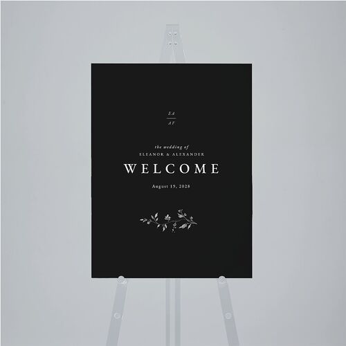 Timeless Floral Standard Welcome Sign Medium Charcoal Standard Indoor Foam Core M Welcome
