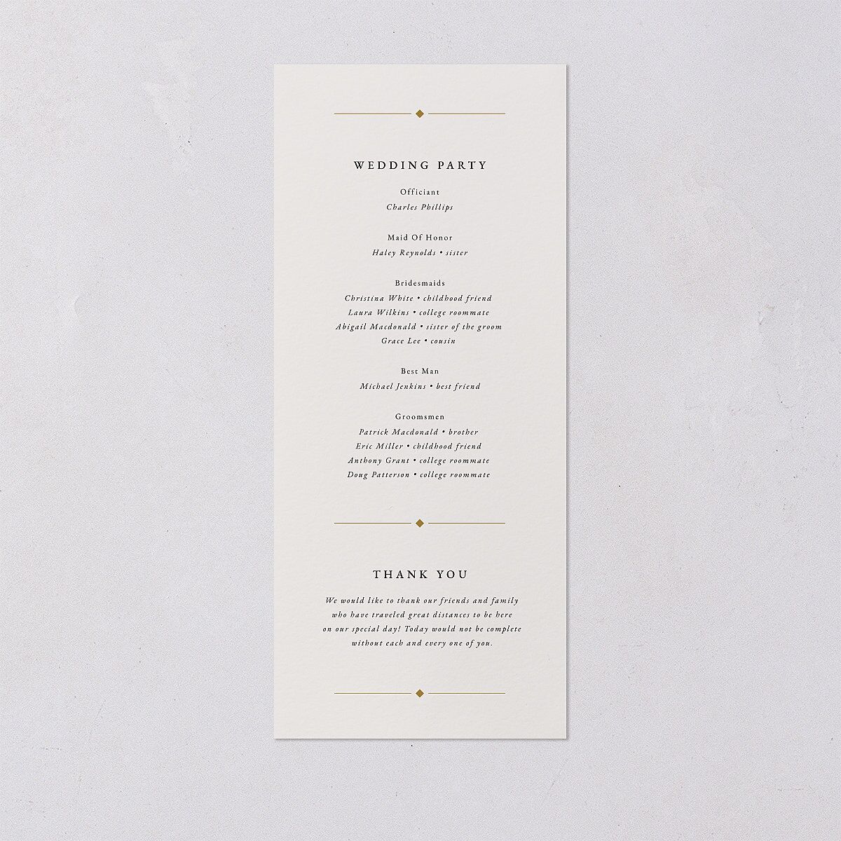 Old Hollywood Glam Wedding Programs Champagne Signature