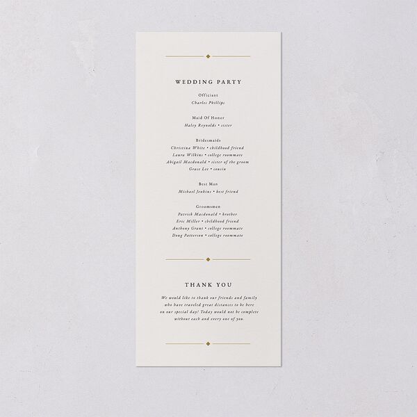 Old Hollywood Glam Wedding Programs Champagne Signature