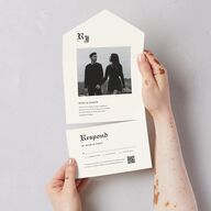Minimalist Gothic Photo All-in-One Wedding Invitations Ivory Signature Light Both Recipient and Return Addresses No