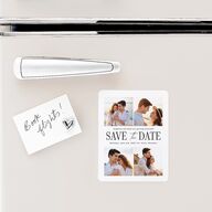 Classically Gilded Save The Date Magnets Pure White Magnet Paper