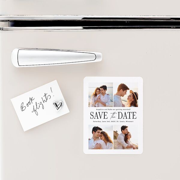 Classically Gilded Save The Date Magnets Pure White Magnet Paper