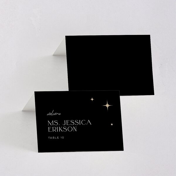 Starry Photo Foil Place Cards Midnight Gold Signature