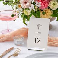 Simple Boho Flowers Table Numbers Champagne Signature