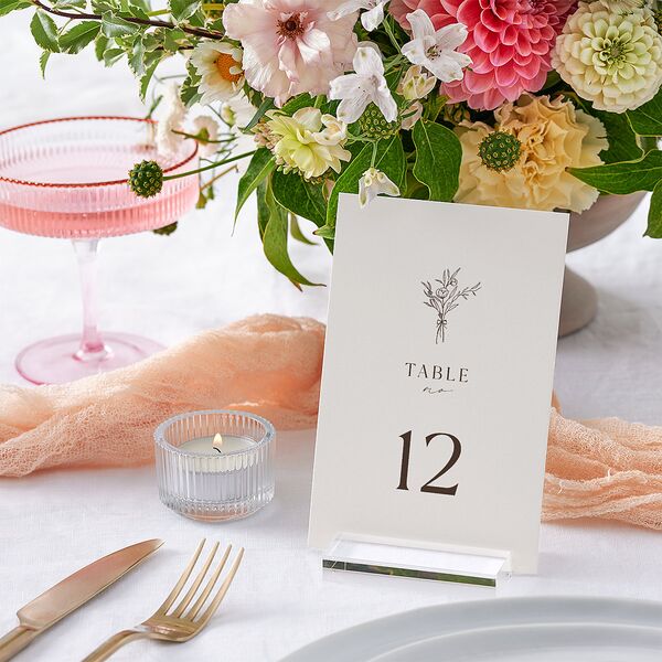 Simple Boho Flowers Table Numbers Champagne Signature