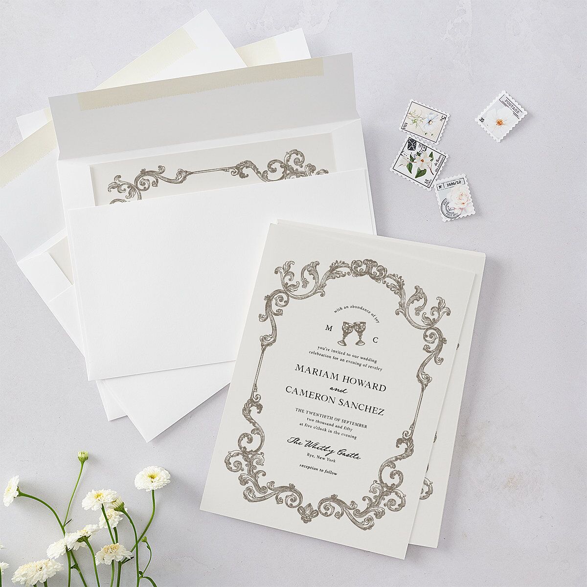 Romantic Fantasy Wedding Invitations Champagne Signature Blank No Standard