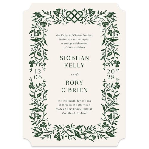 Celtic Knot Wedding Invitations Hunter Green Signature Blank No Ticket
