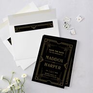 Vintage Hollywood Save The Date Cards Licorice Signature smooth Blank No Standard