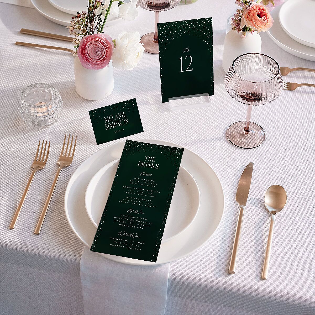 Sparkling Night Menus Dark Green Signature