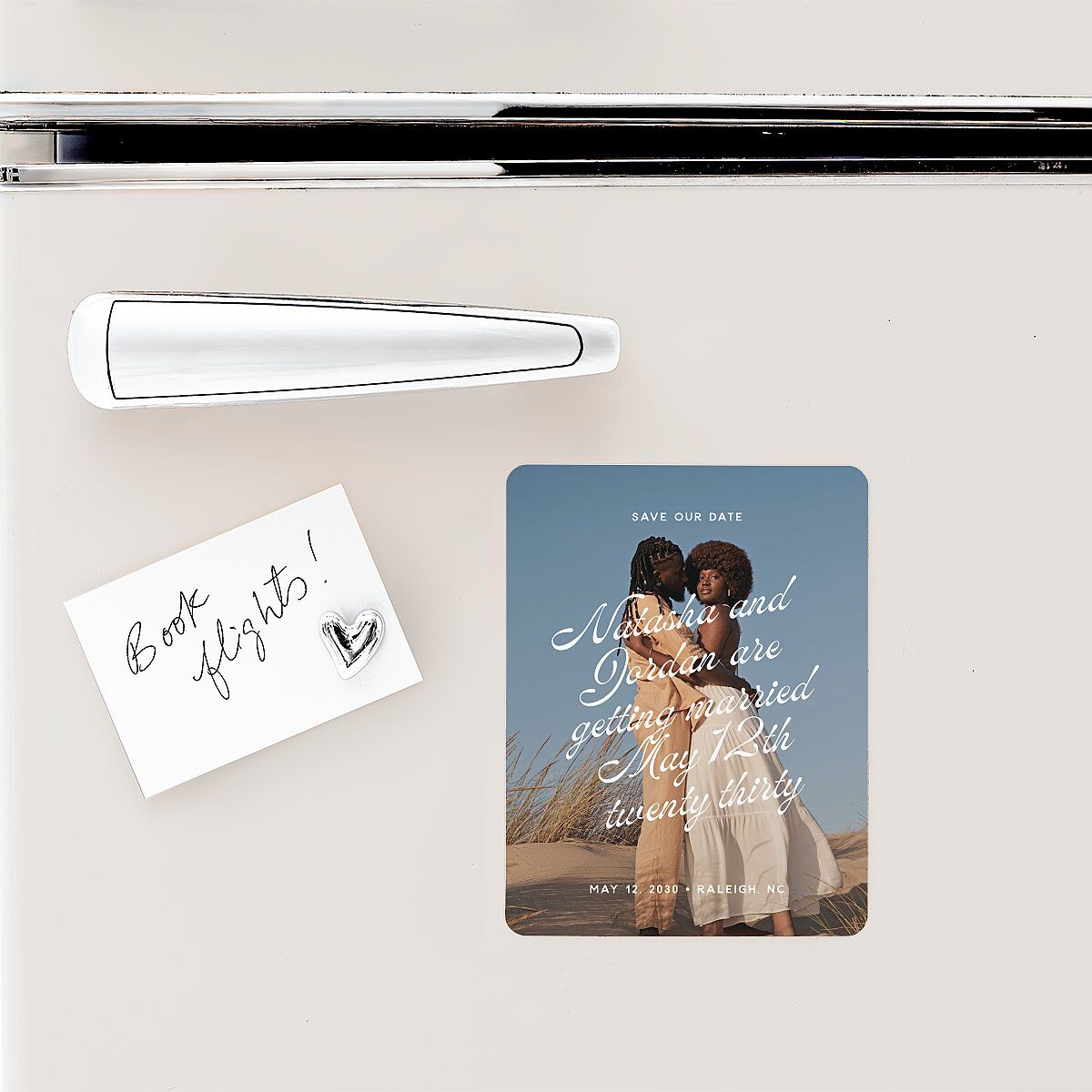 Retro Typography Photo Save The Date Magnets Sapphire Magnet Paper