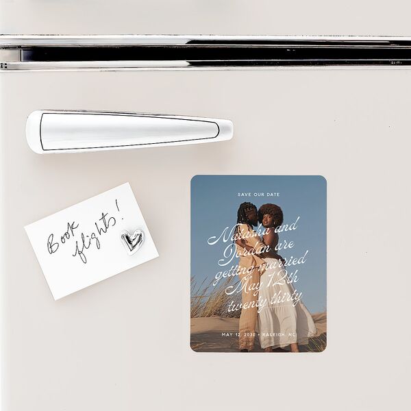 Retro Typography Photo Save The Date Magnets Sapphire Magnet Paper
