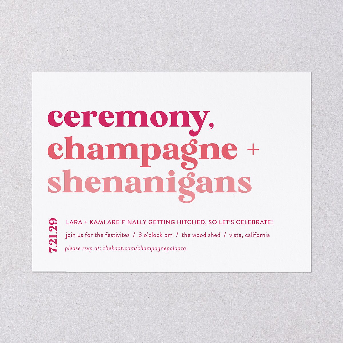 Vibrant Bold Wedding Invitations Hot Pink Signature Blank No Standard